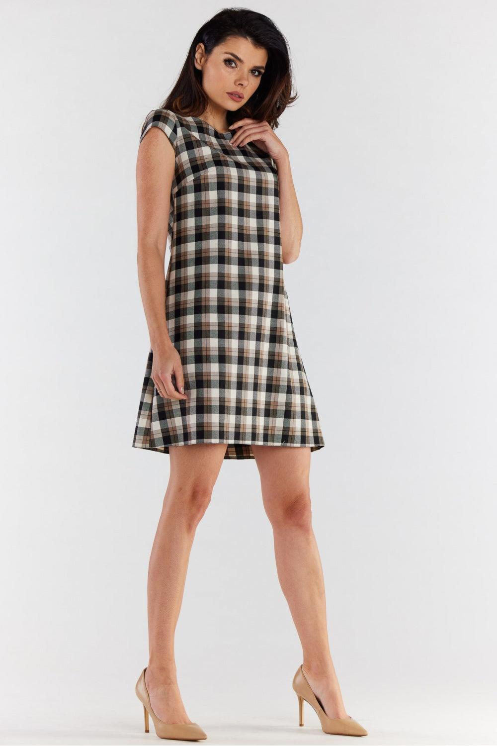 Awama Beige Mini Short Sleeve Dress - view 4
