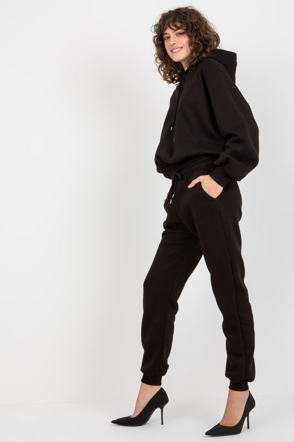 Ex Moda Black Cotton Long Sleeve Co-Ord Set - view 2