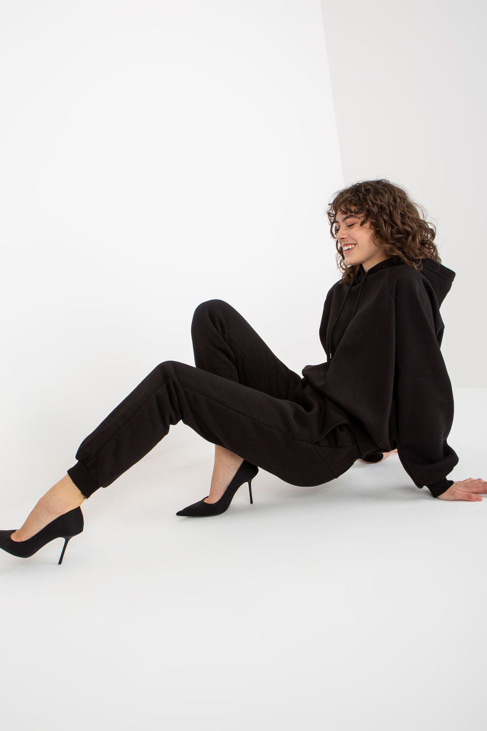 Ex Moda Black Cotton Long Sleeve Co-Ord Set - view 4