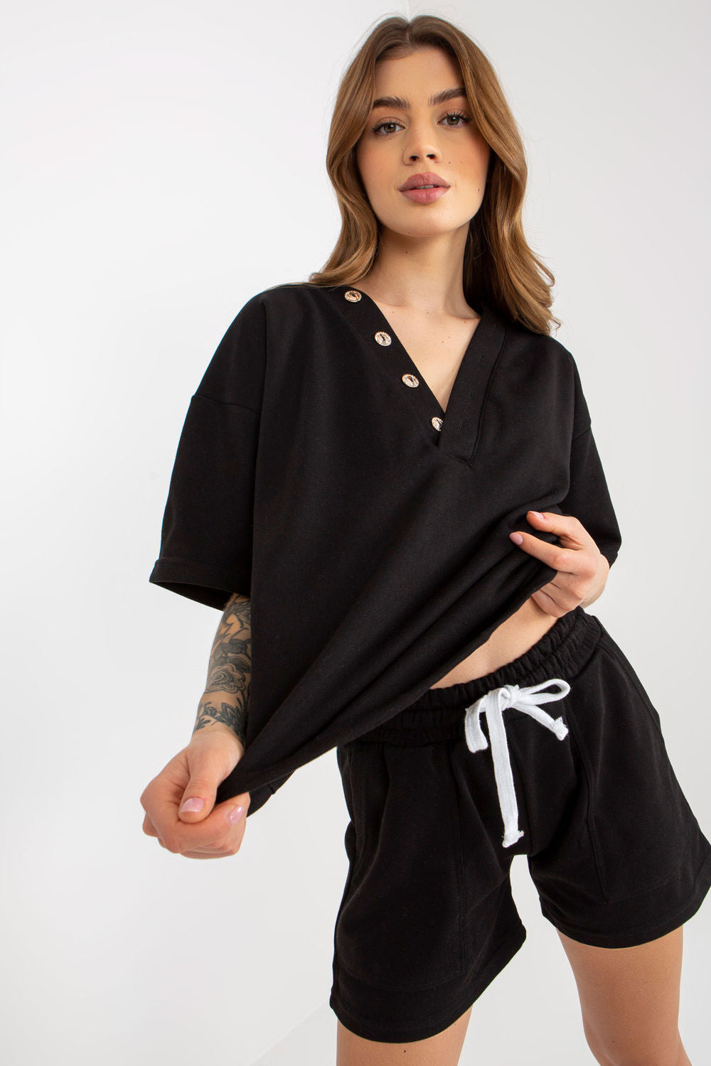 Ex Moda Black Short Sleeve Co-Ord Set