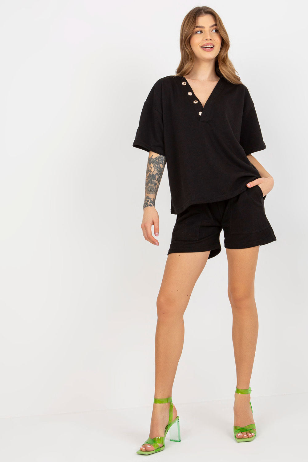 Ex Moda Black Short Sleeve Co-Ord Set - view 2