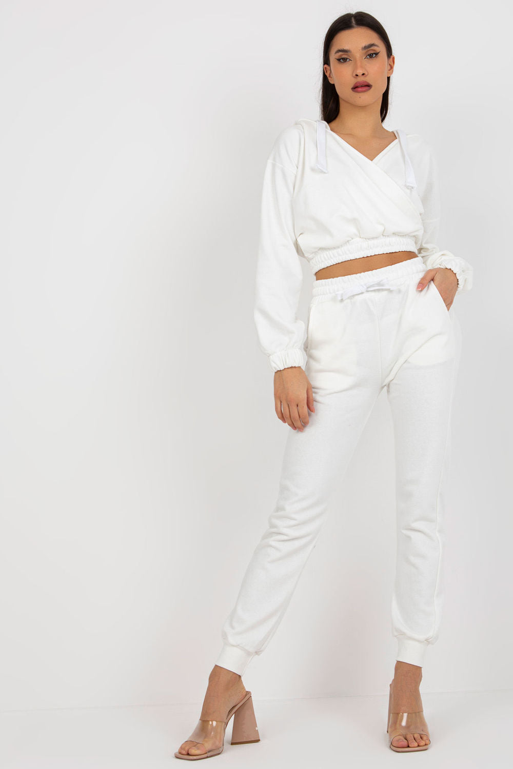 Ex Moda Ecru Wrap Long Sleeve Co-Ord Set