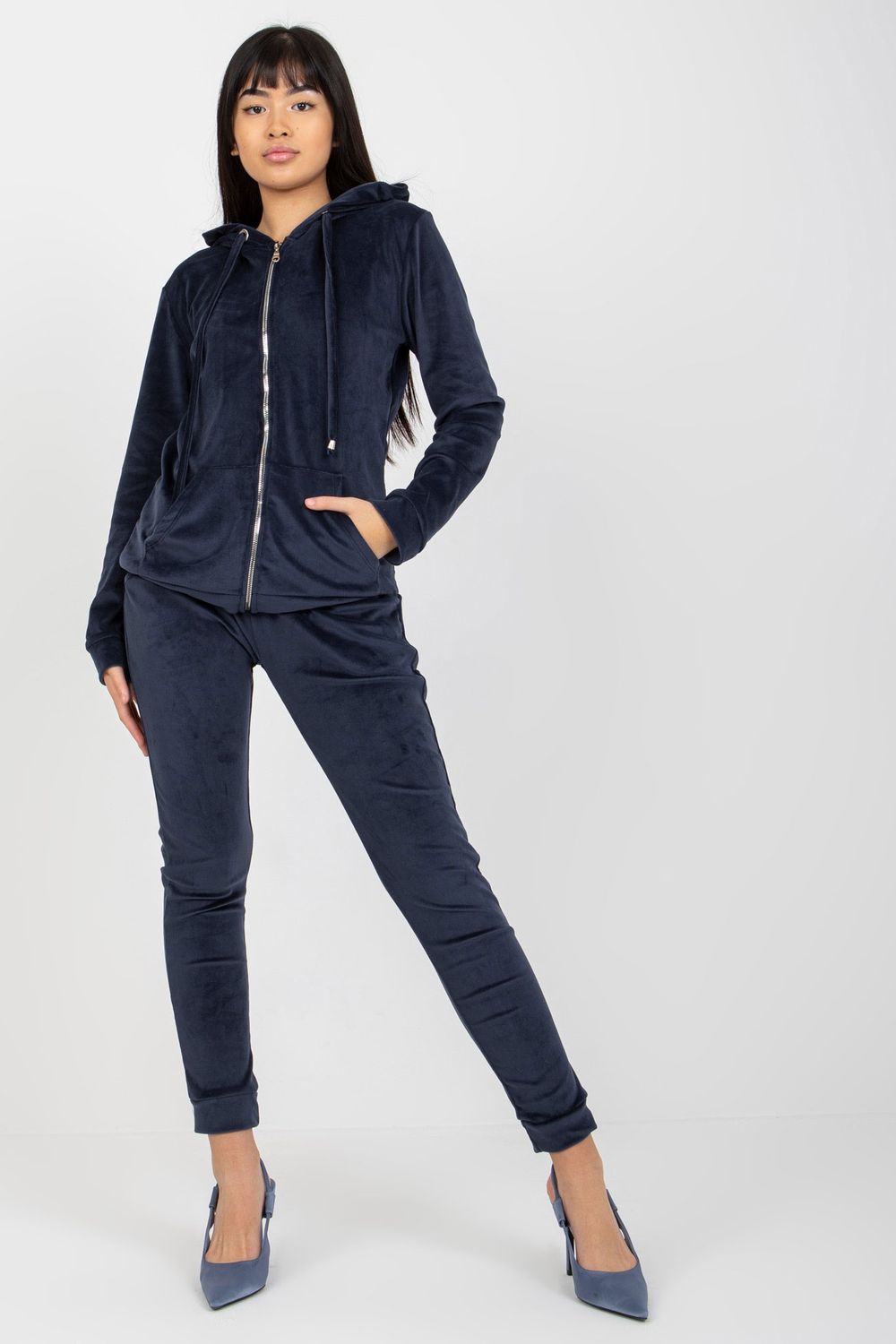 Relevance Navy Velvet Long Sleeve Co-Ord Set