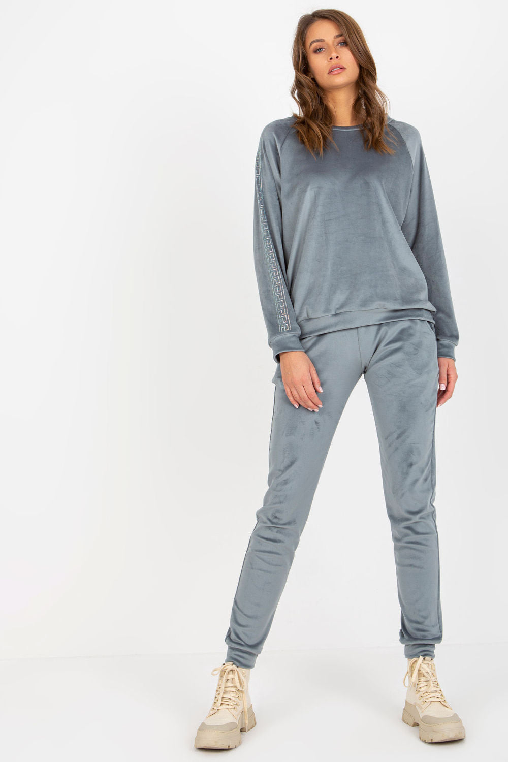 Relevance Blue Velvet Long Sleeve Co-Ord Set - view 3