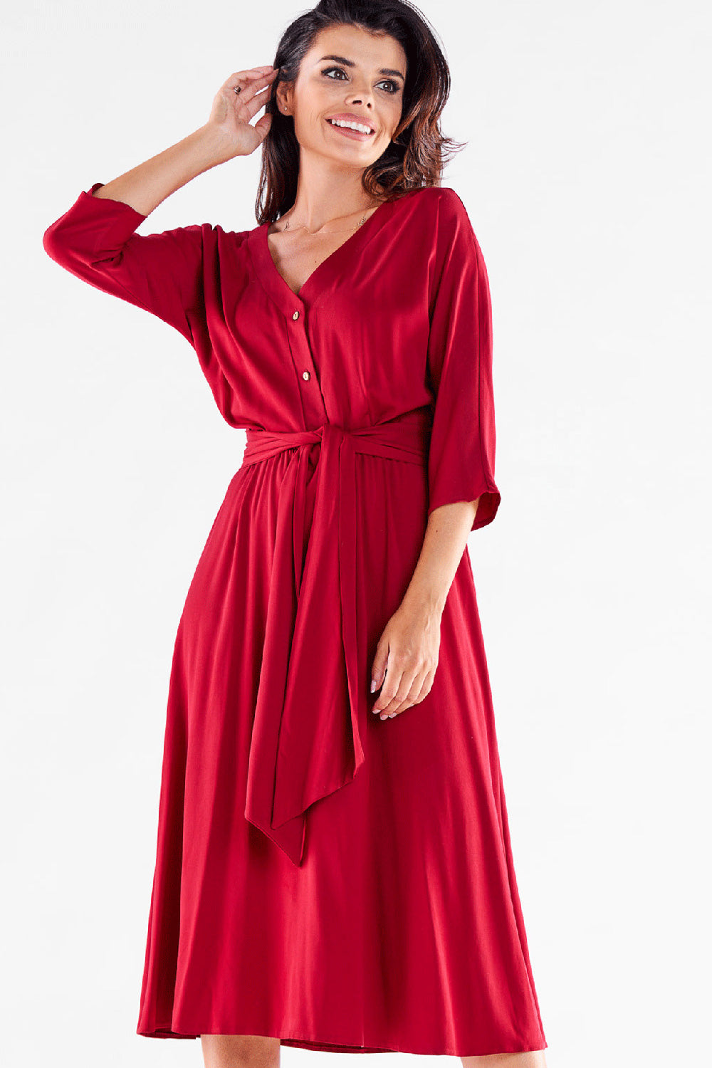 Awama Claret Midi Dress