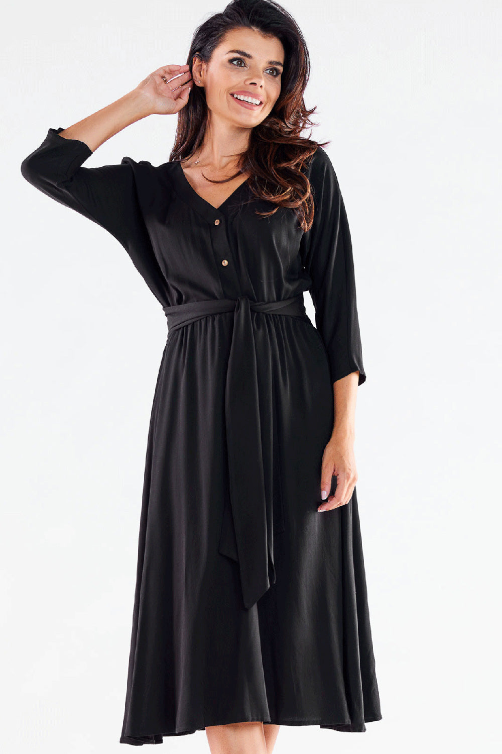 Awama Black Midi Dress