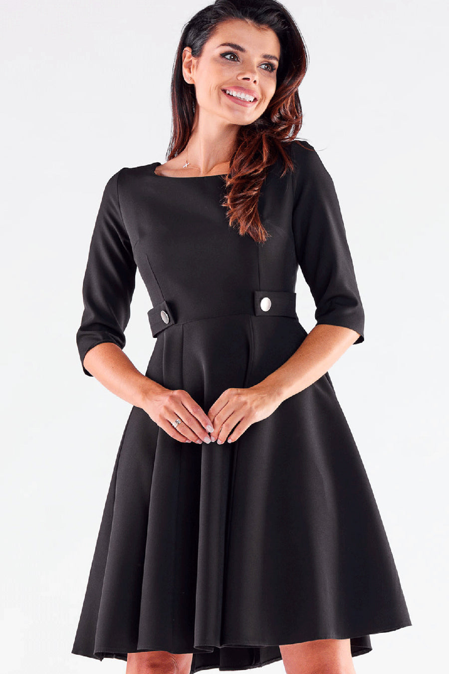 Awama Black Short Sleeve Dress
