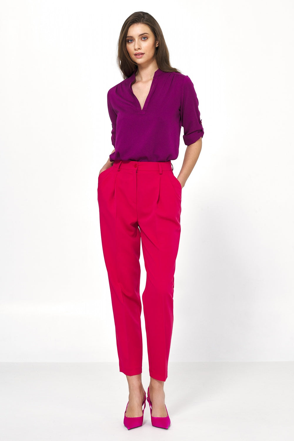 Nife Pink High Waisted Trousers