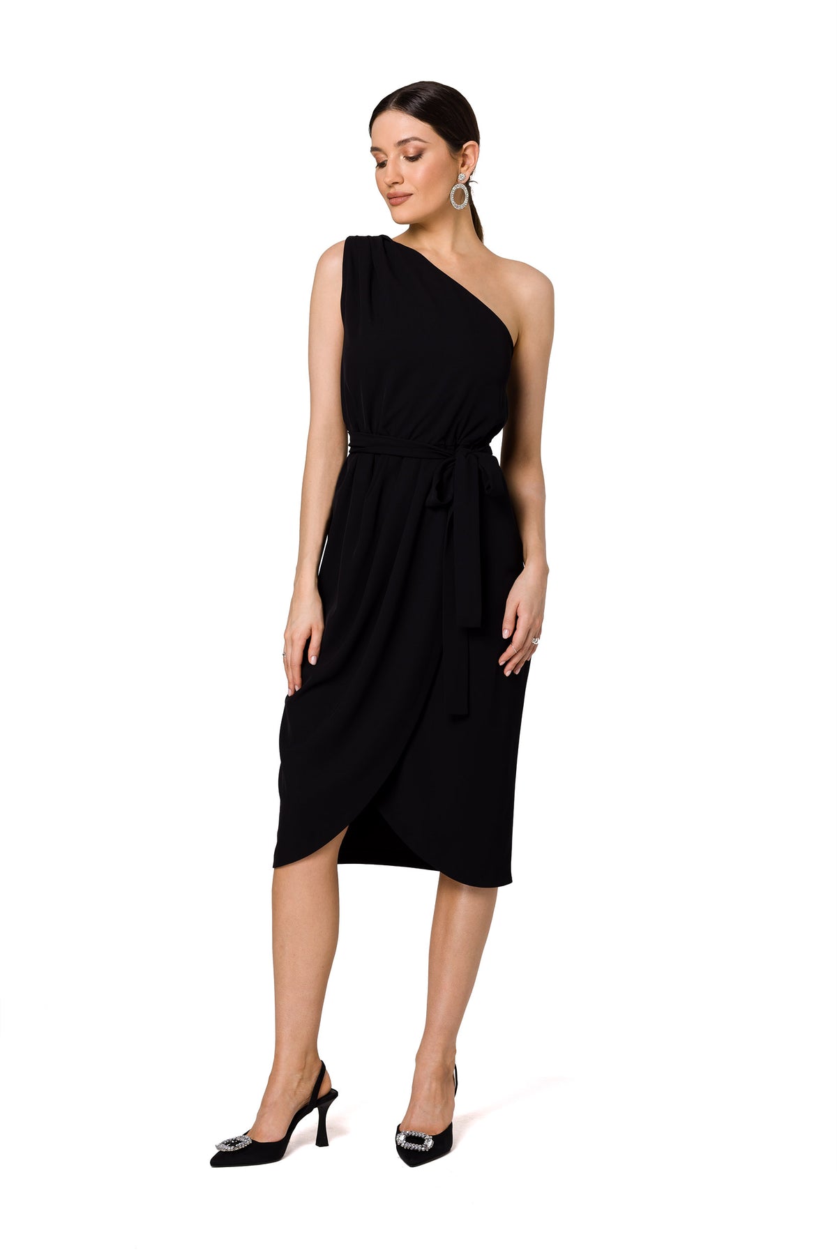 Makover Black Cocktail Dress with Belt