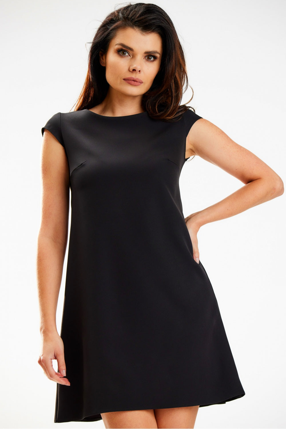 Awama Black Mini Short Sleeve Dress