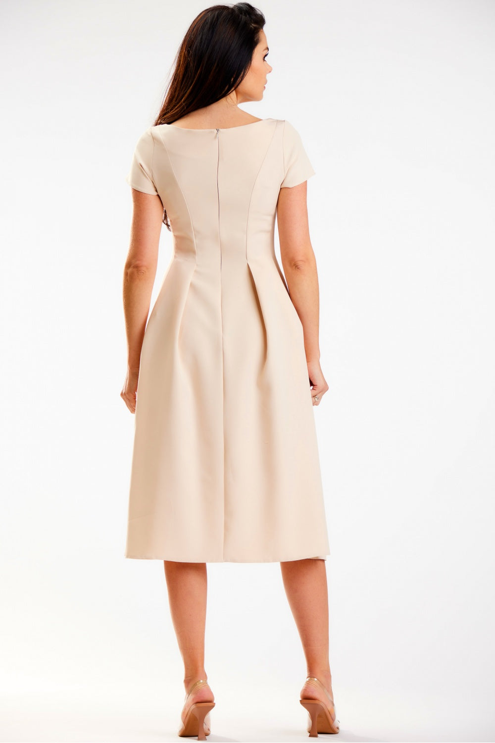 Awama Beige Midi Short Sleeve Dress - view 3