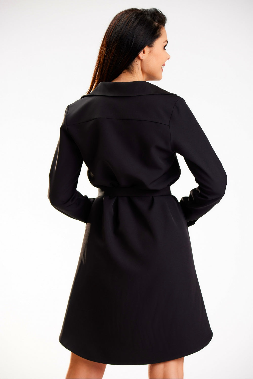 Awama Black Polyester Mini Long Sleeve Dress - view 3