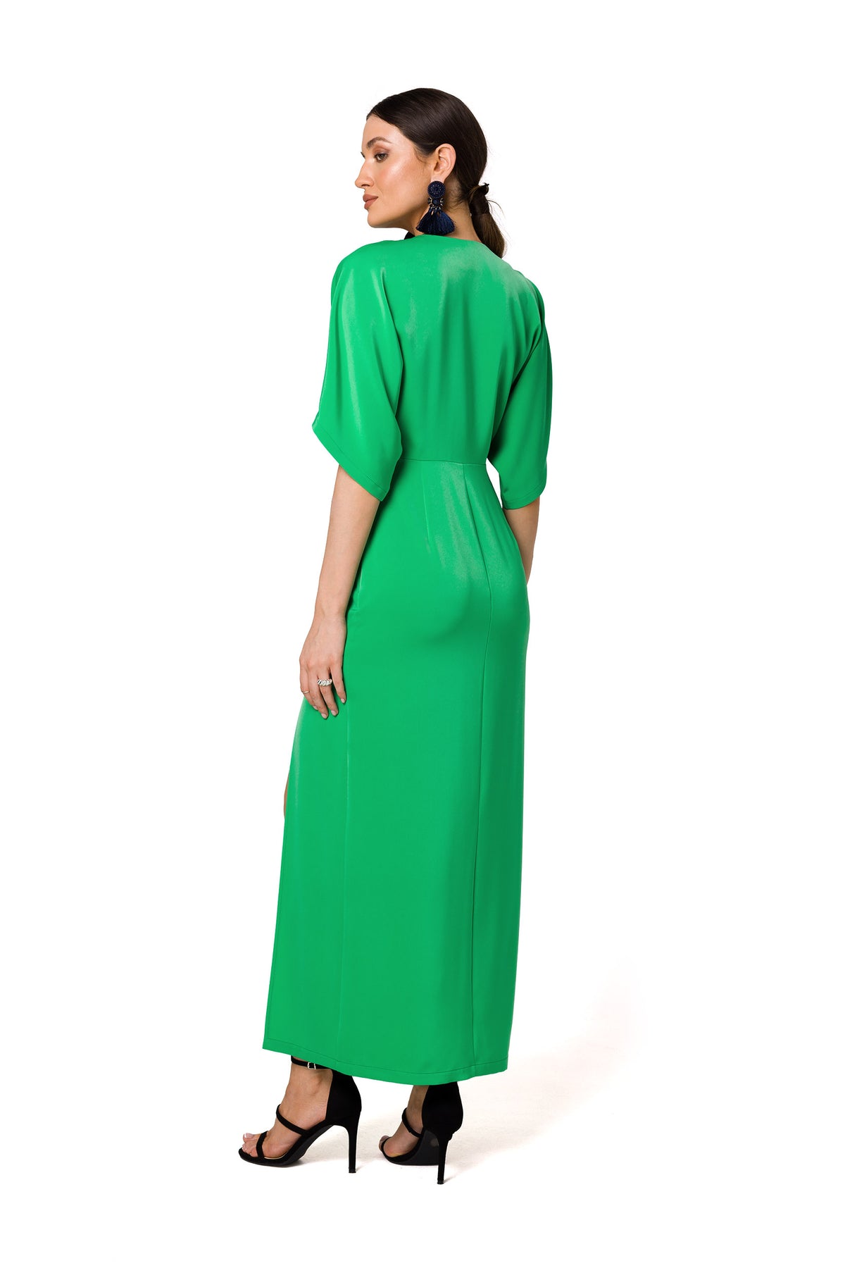 Makover Green V-Neck Evening Dress - view 2