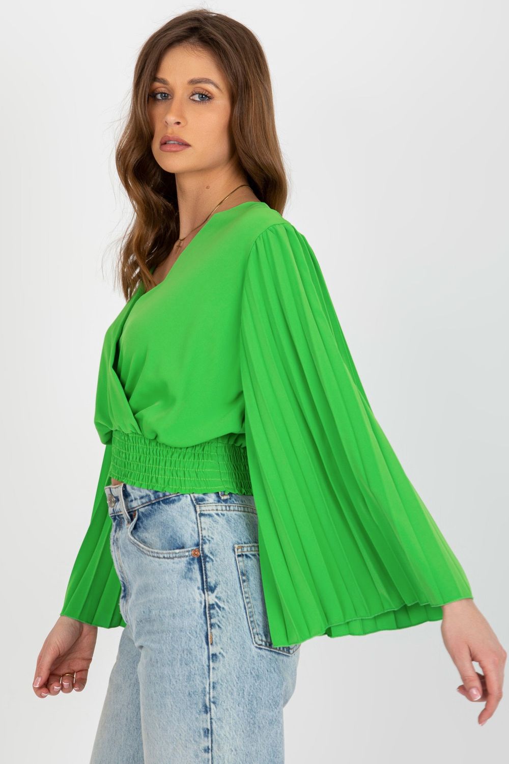 Italy Moda Light Green Wrap Blouse - view 2