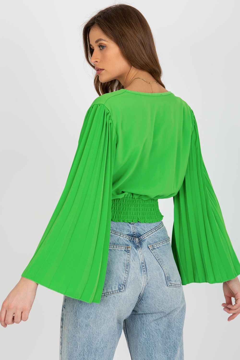 Italy Moda Light Green Wrap Blouse - view 3