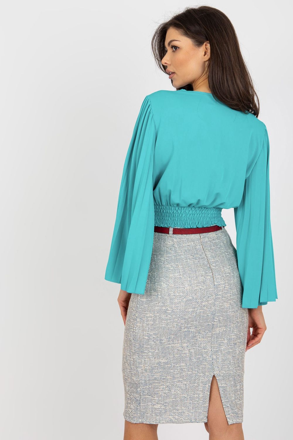 Italy Moda Blue Wrap Blouse - view 3