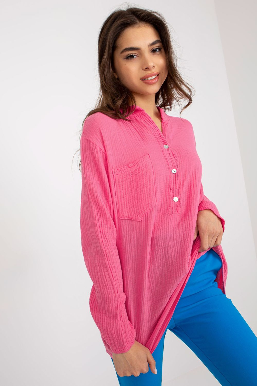 Och Bella Pink V-Neck Long Sleeve Blouse - view 2