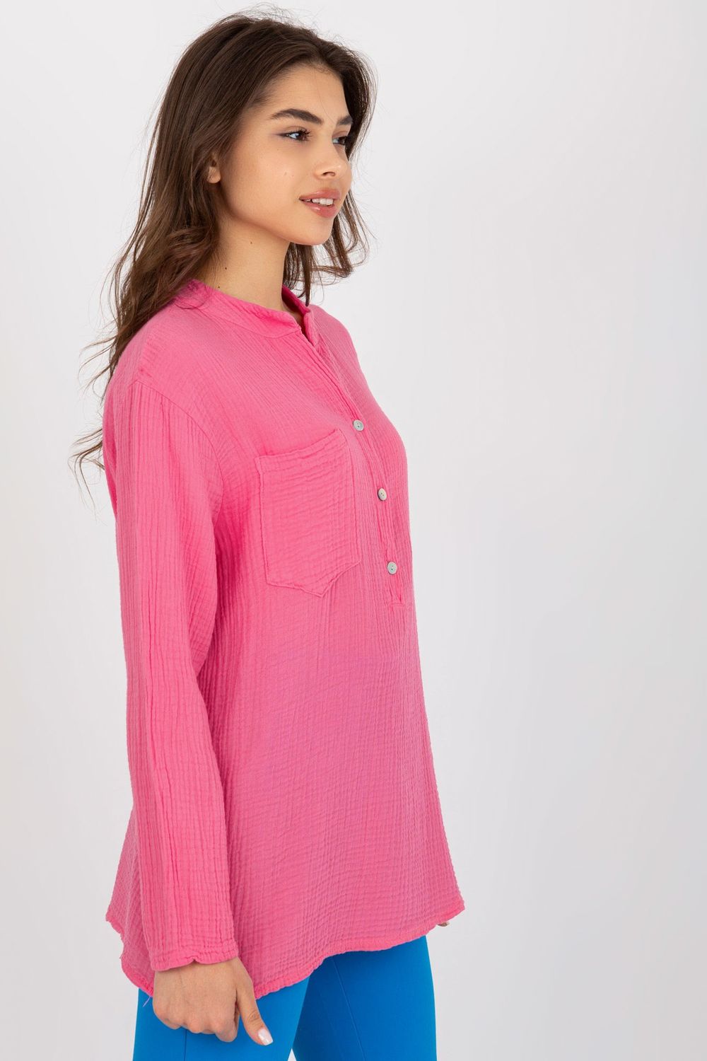 Och Bella Pink V-Neck Long Sleeve Blouse - view 3