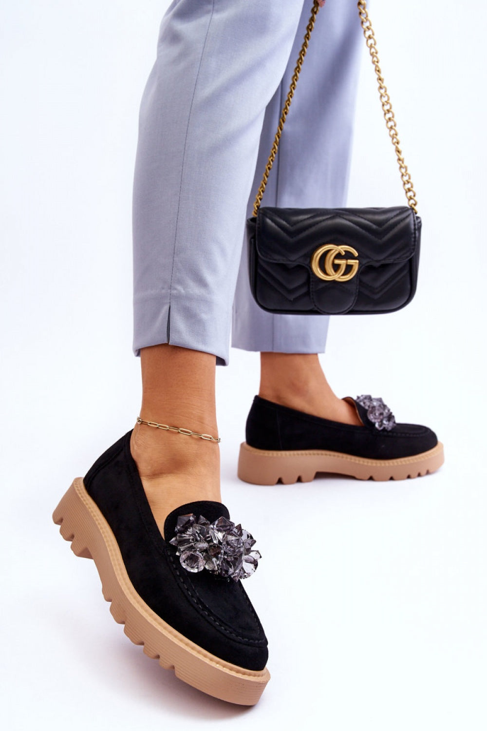 Step In Style Demeris Black Leather Platform Moccasins - view 3