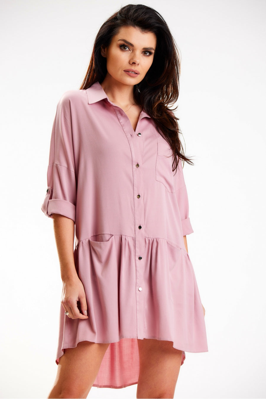 Awama Pink Long Sleeve Dress