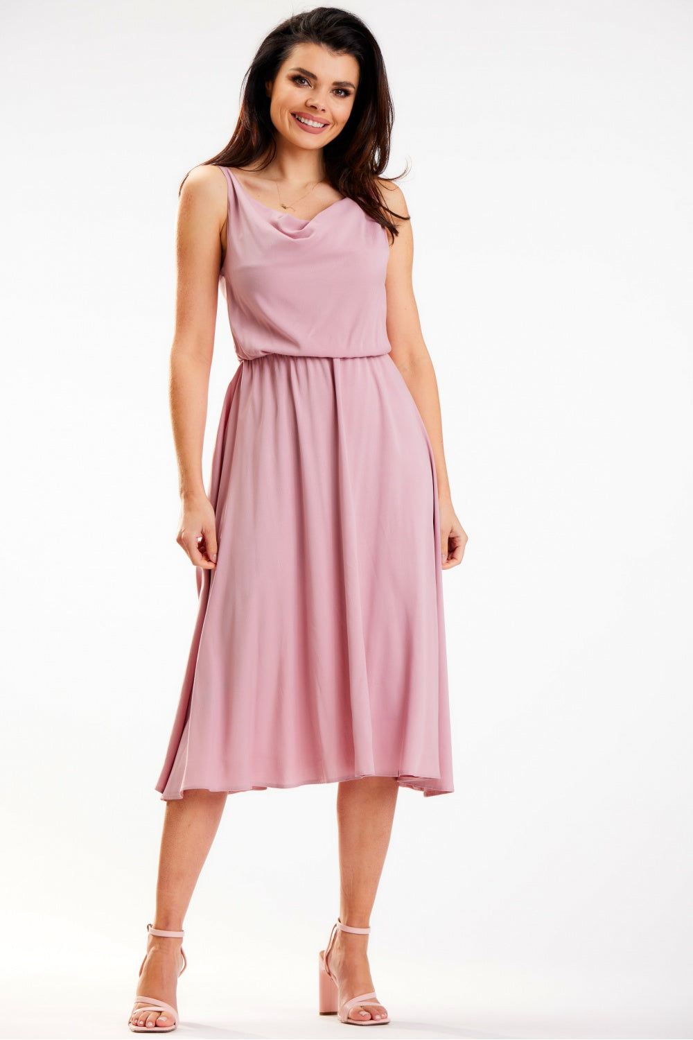 Awama Pink Midi Sleeveless Dress