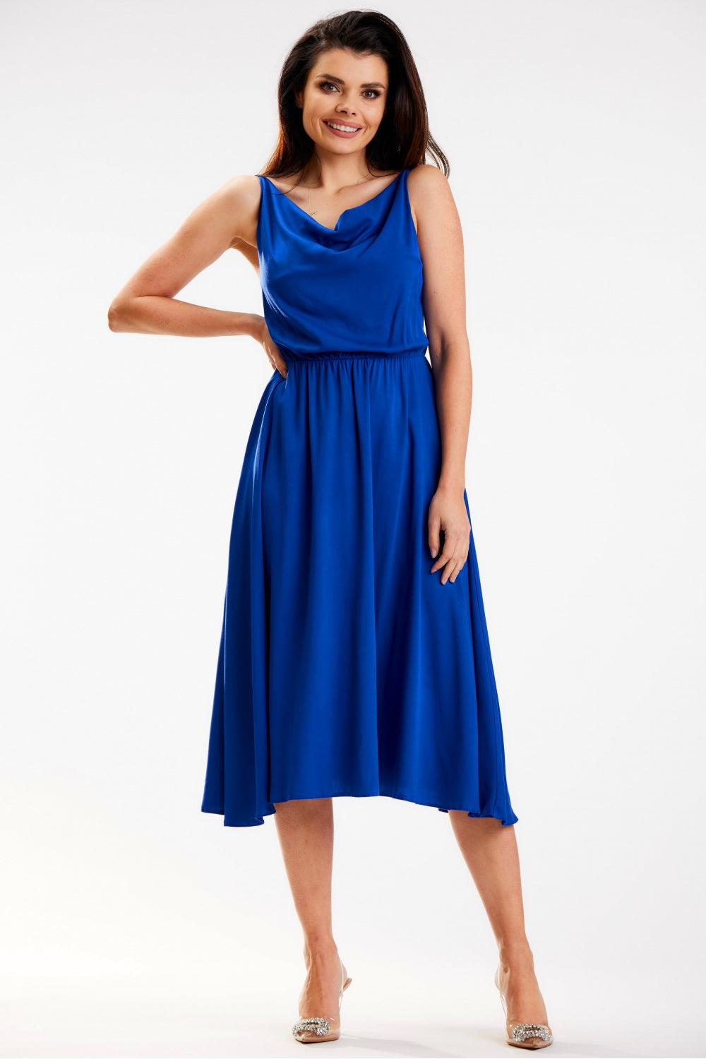 Awama Blue Midi Sleeveless Dress