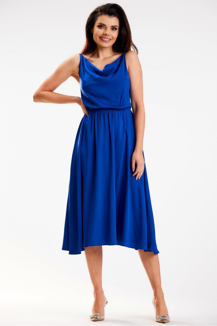 Awama Blue Midi Sleeveless Dress