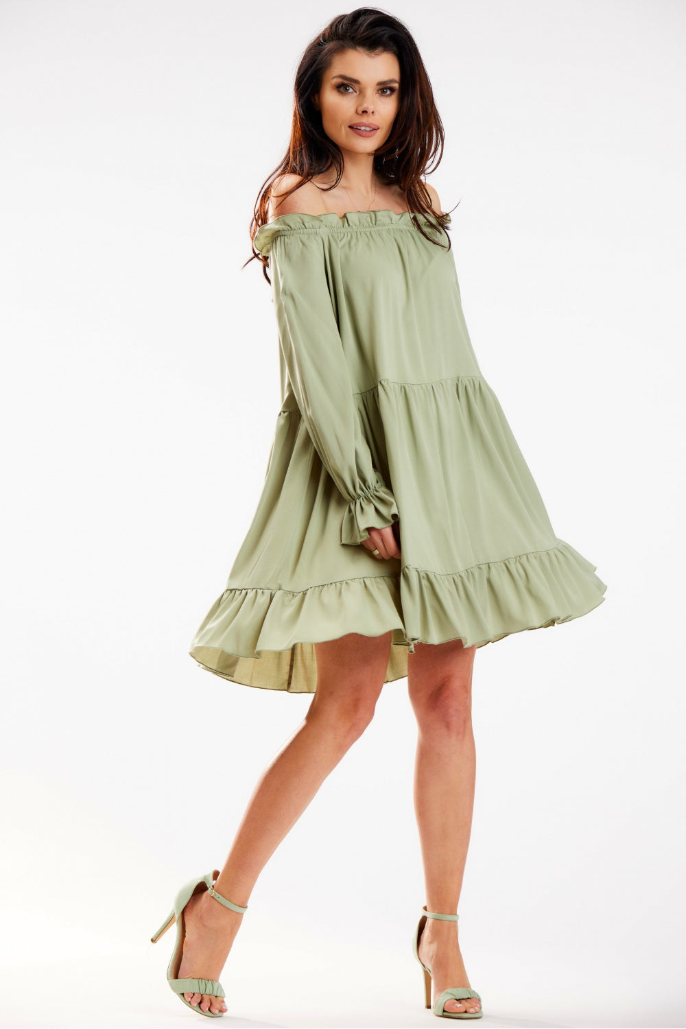 Awama Green A-Line Long Sleeve Dress - view 2