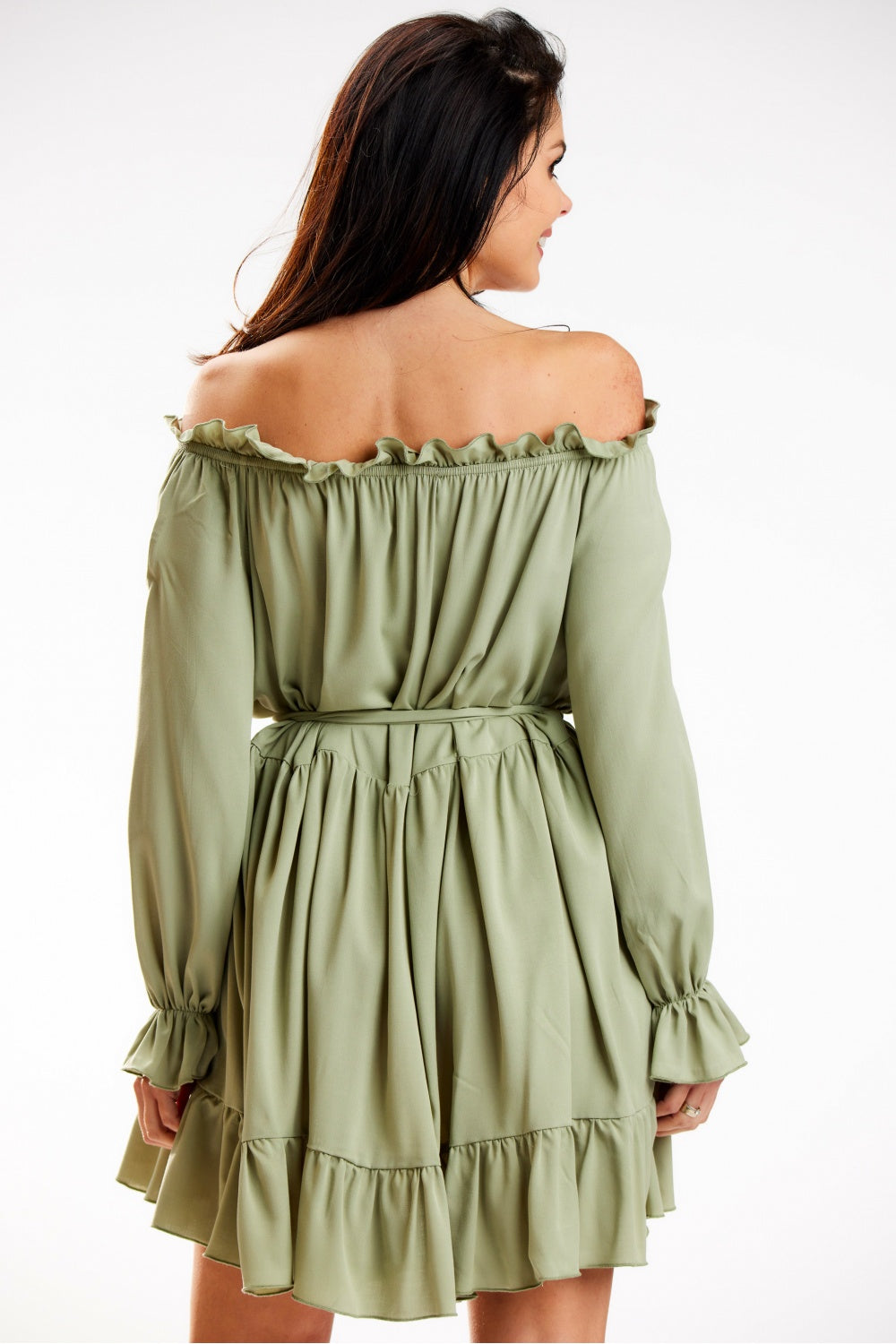 Awama Green A-Line Long Sleeve Dress - view 3