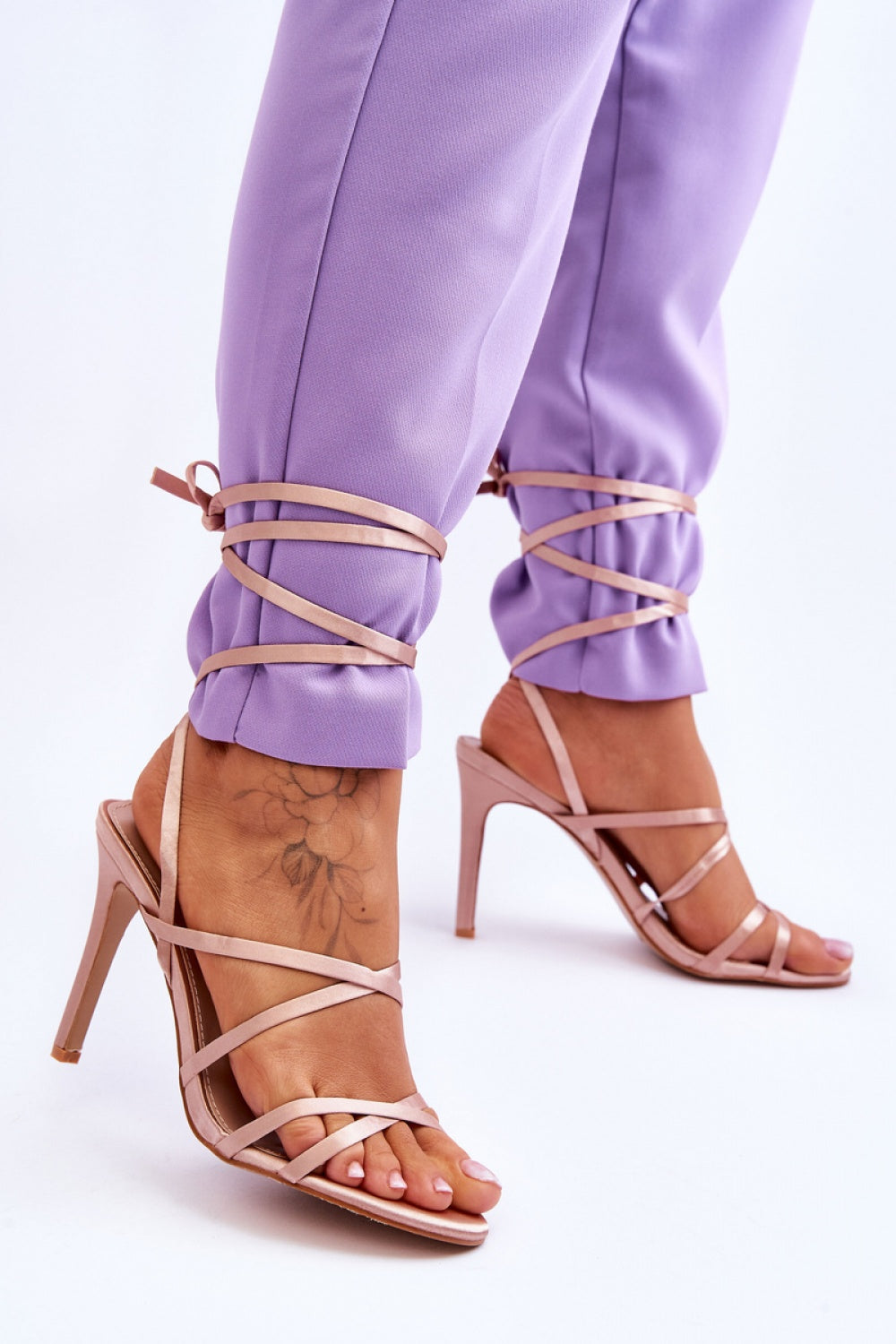 Step In Style Meya Beige Faux Leather Stiletto Strappy Sandals - view 2
