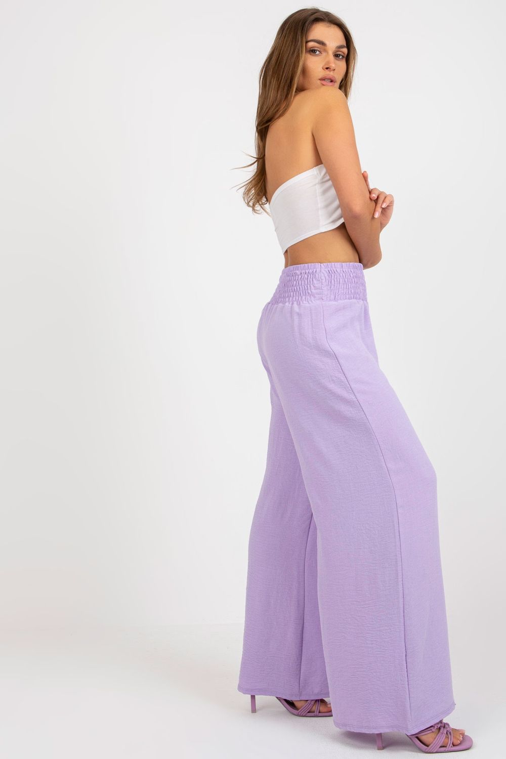 Italy Moda Light Violet High Waisted Trousers - view 3
