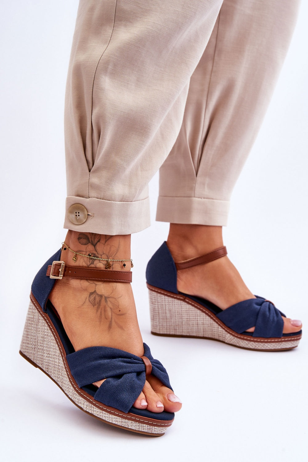 Step In Style Daphne Navy Wedge Sandals