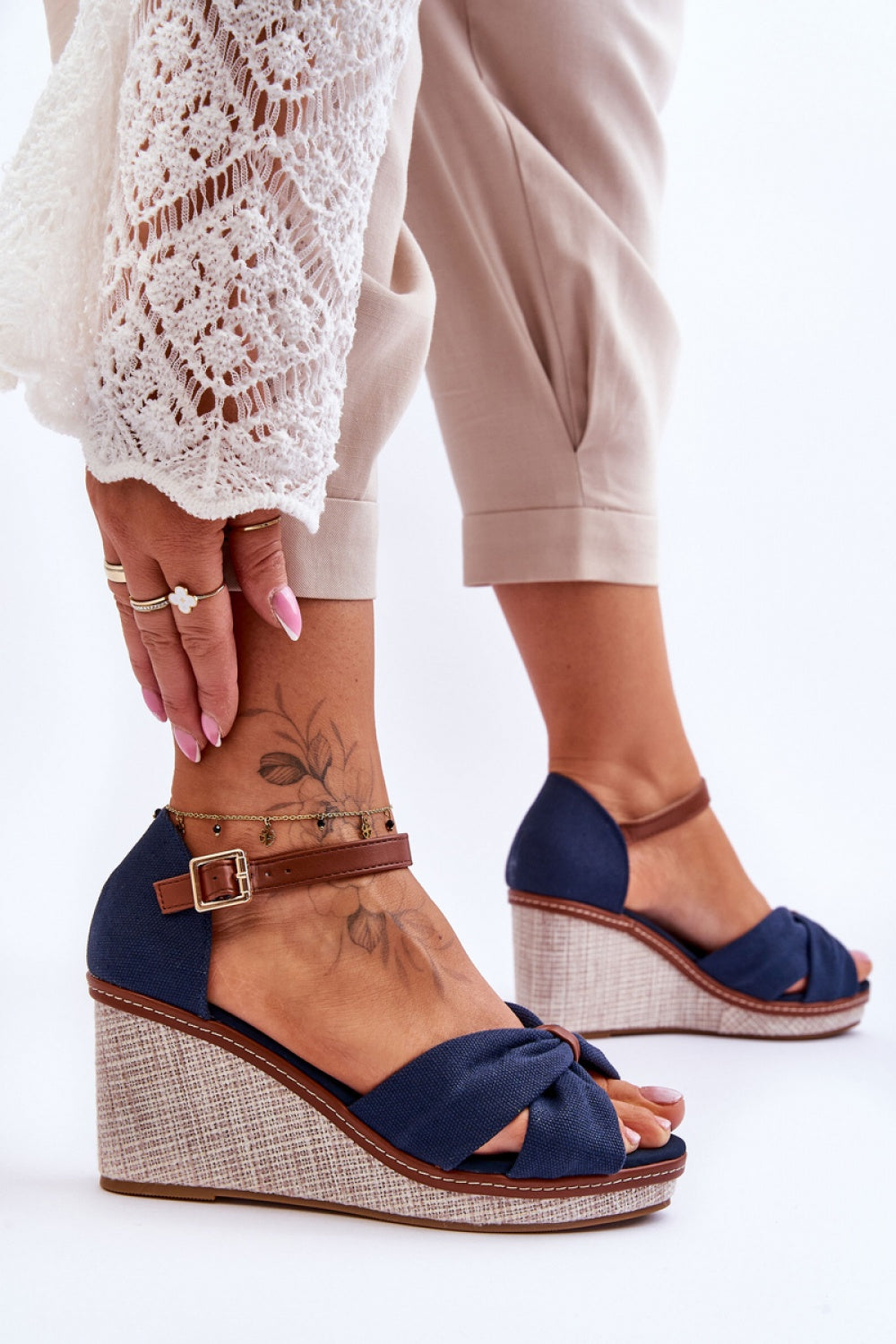 Step In Style Daphne Navy Wedge Sandals - view 3