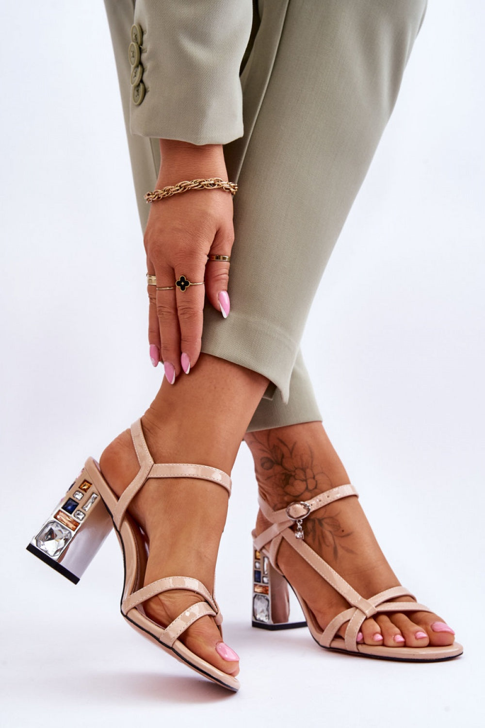 Step In Style Beige Faux Leather Stiletto Heeled Sandals - view 2