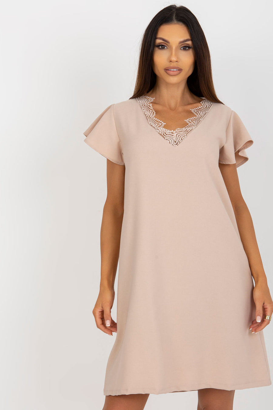 Rue Paris Beige Lace Dress