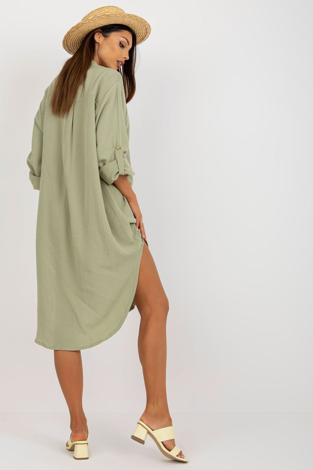 Och Bella Light Green Long Sleeve Dress - view 3