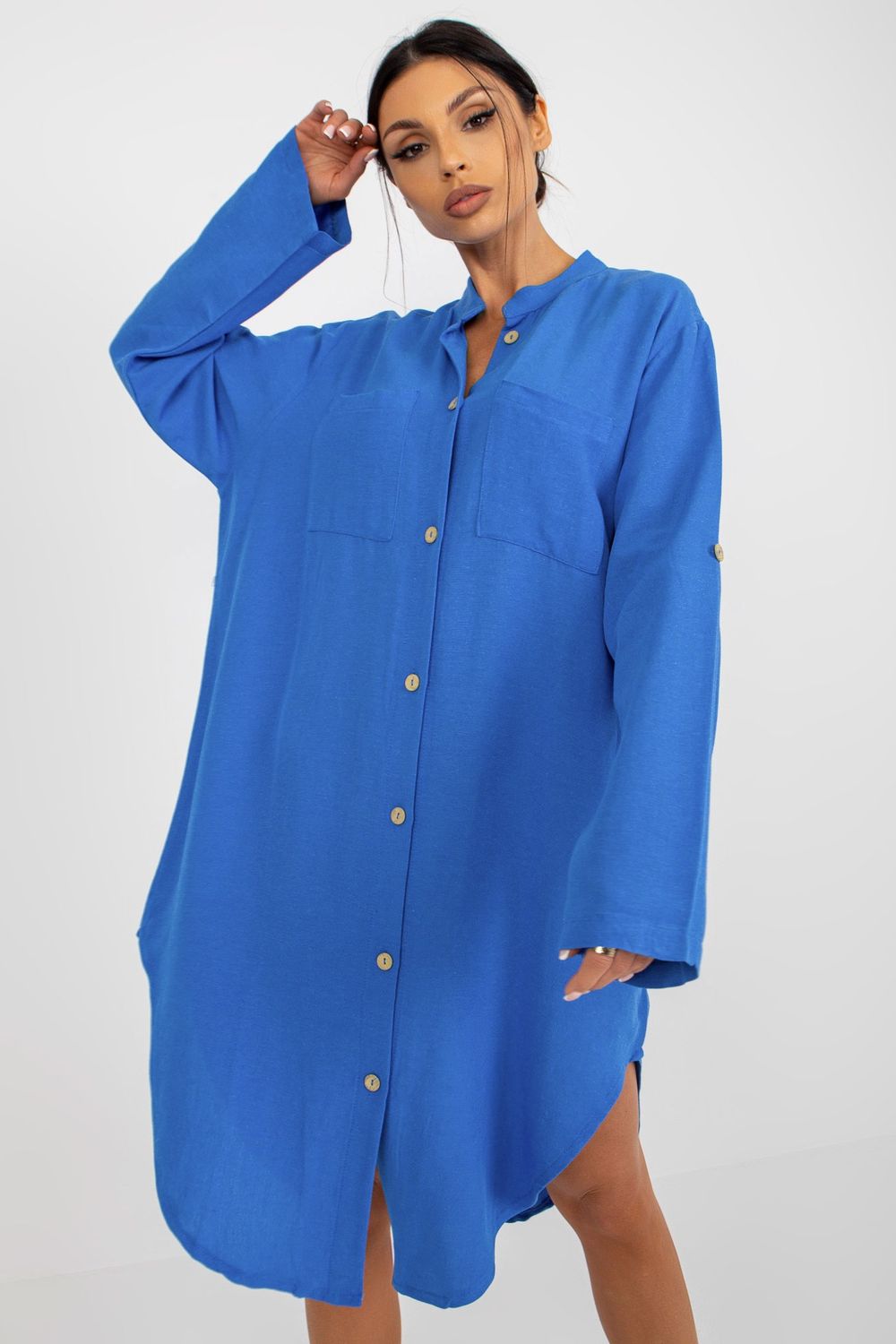 Och Bella Blue Long Sleeve Dress
