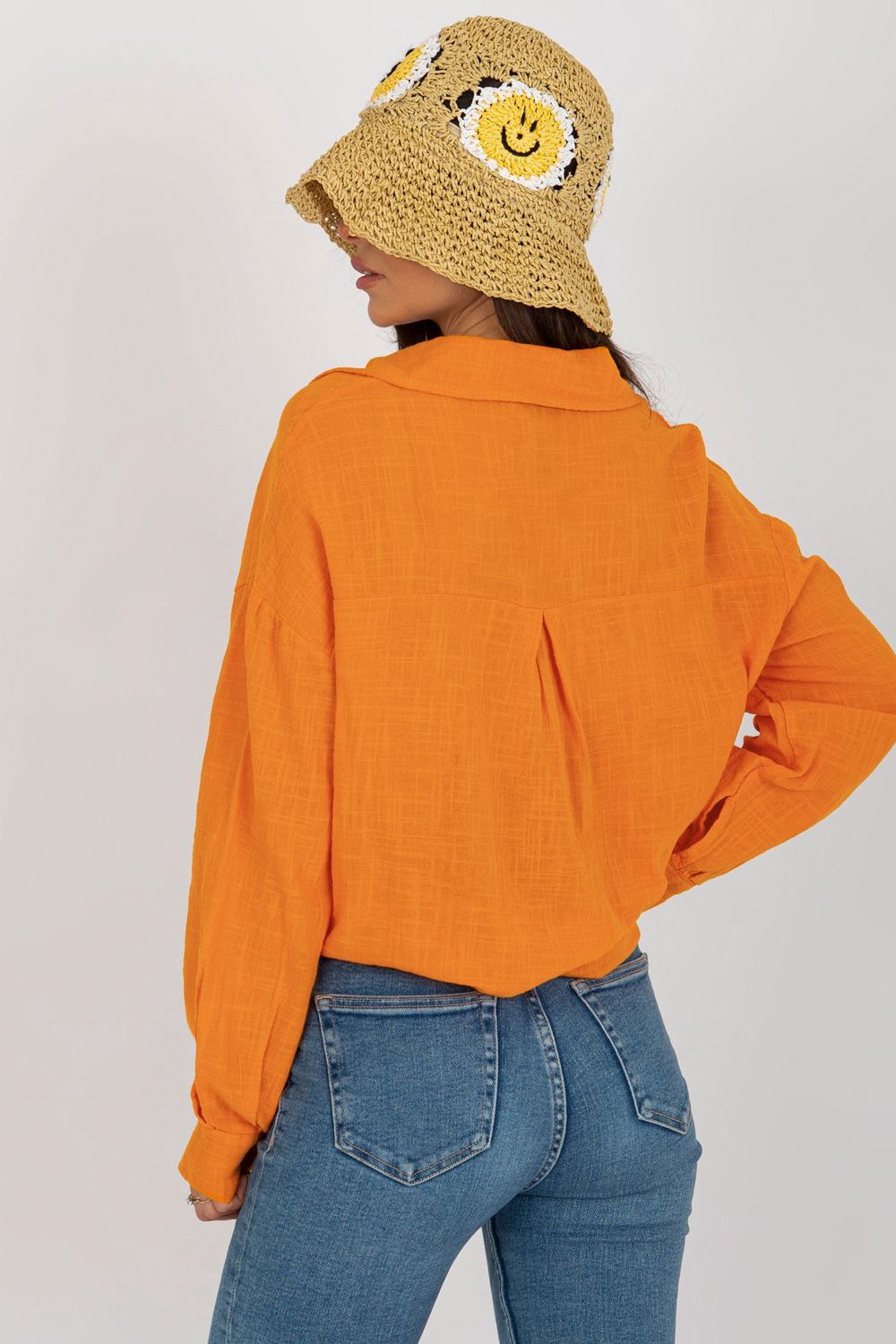 Och Bella Orange Cotton Long Sleeve Top - view 3