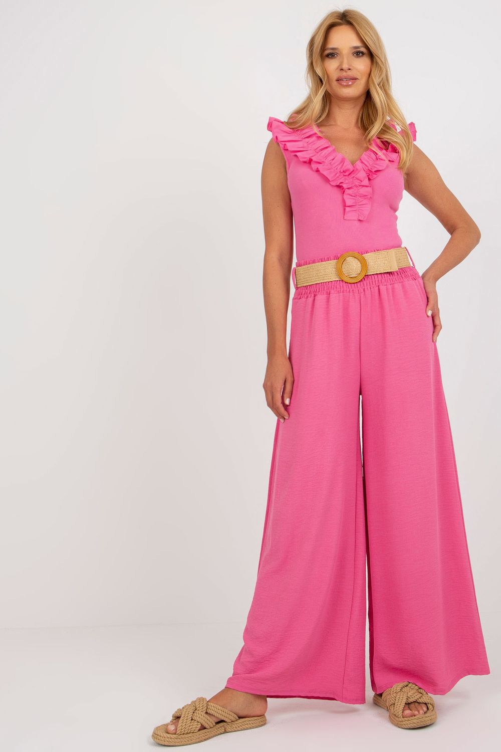 Italy Moda Pink Wide Leg Trousers