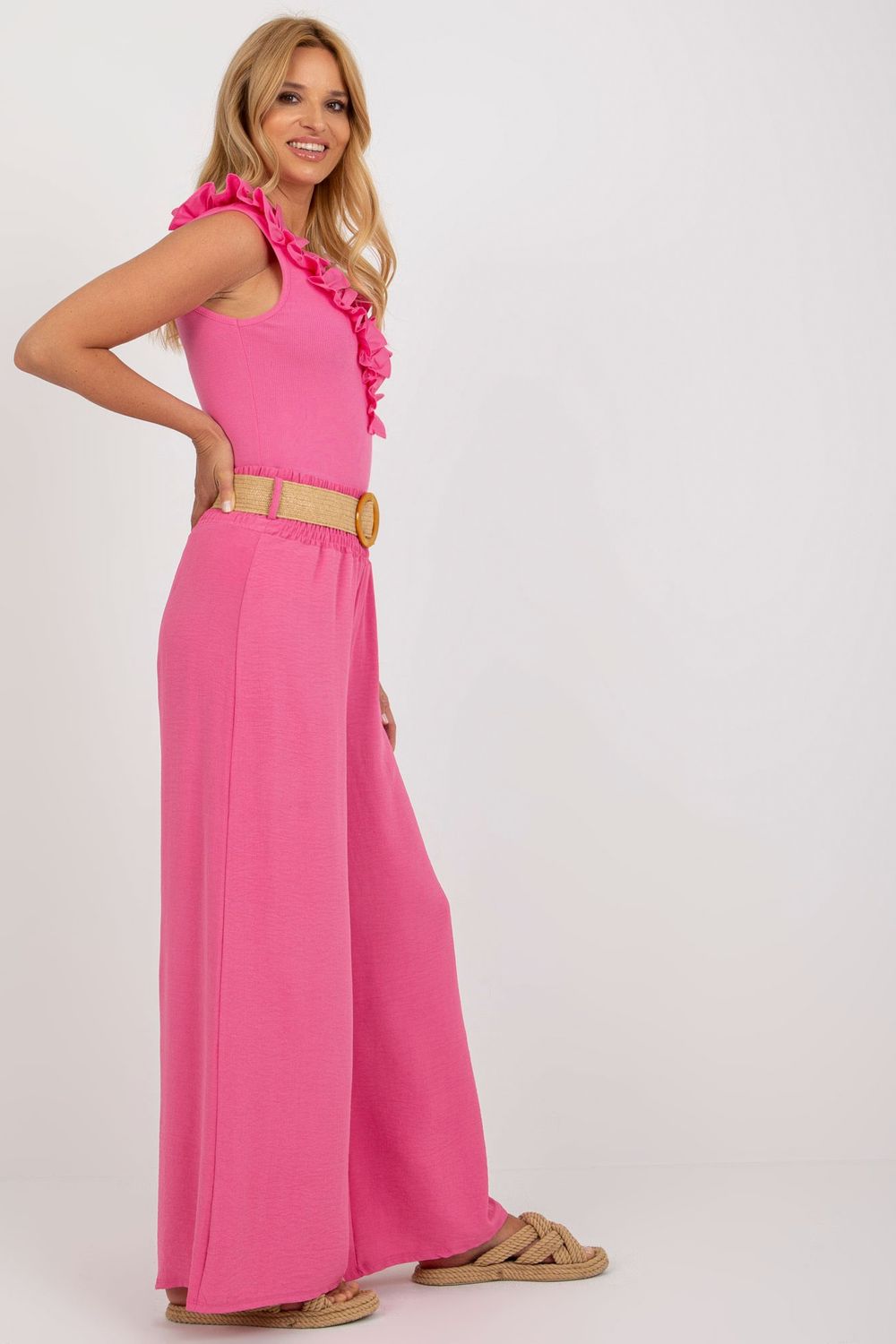 Italy Moda Pink Wide Leg Trousers - view 2