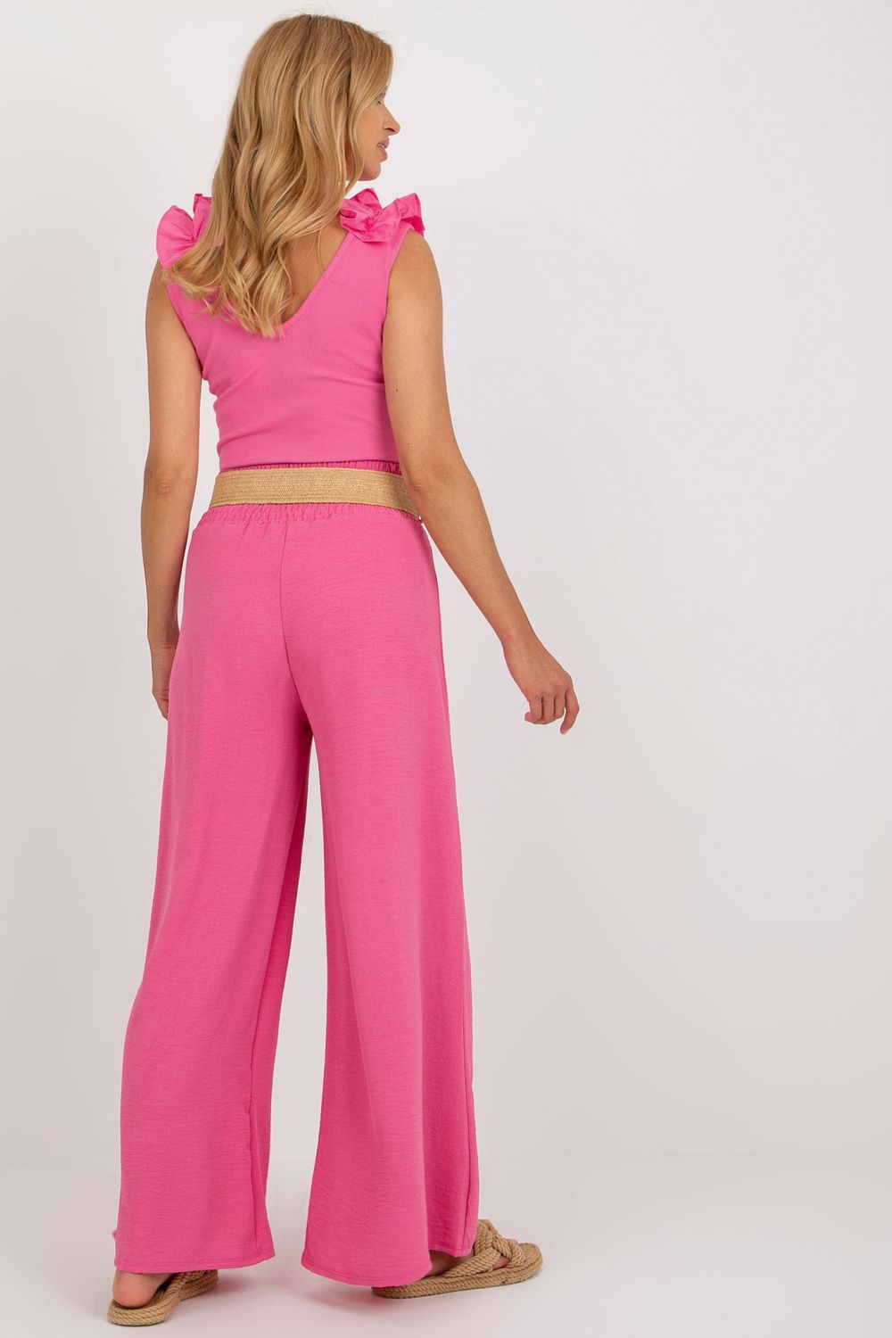 Italy Moda Pink Wide Leg Trousers - view 3