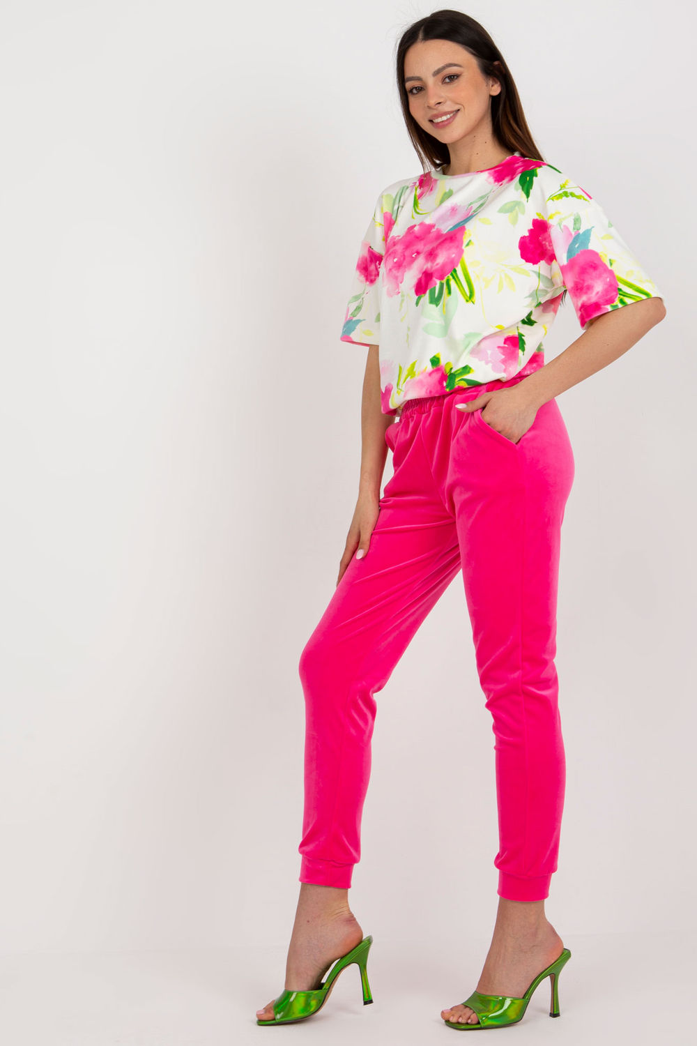Rue Paris Pink Velvet High Waisted Co-Ord Set - view 2