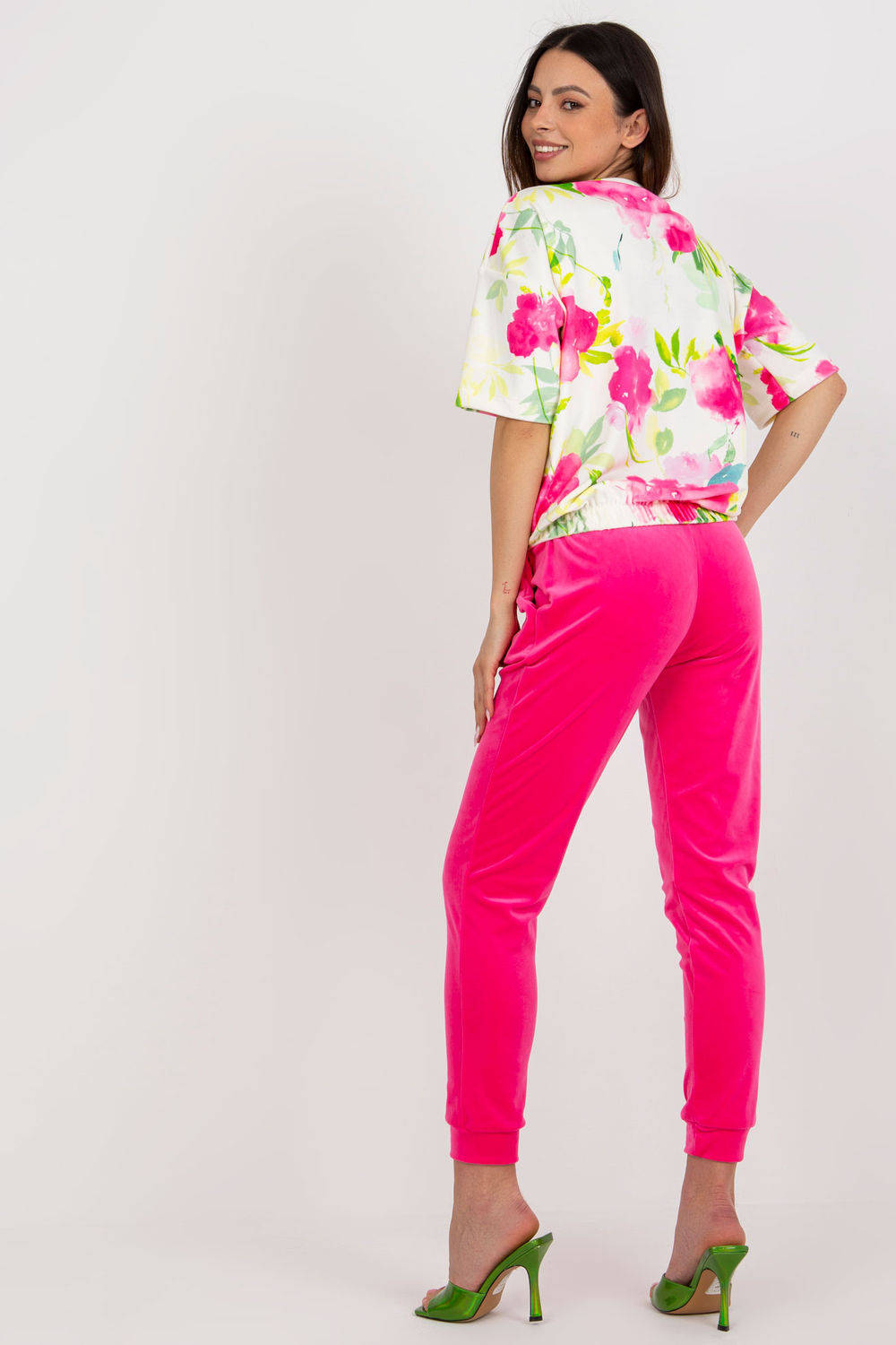 Rue Paris Pink Velvet High Waisted Co-Ord Set - view 3