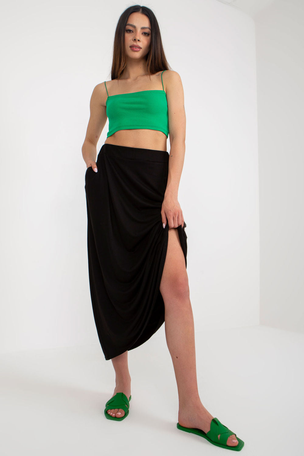 Rue Paris Black Maxi Skirt - view 2