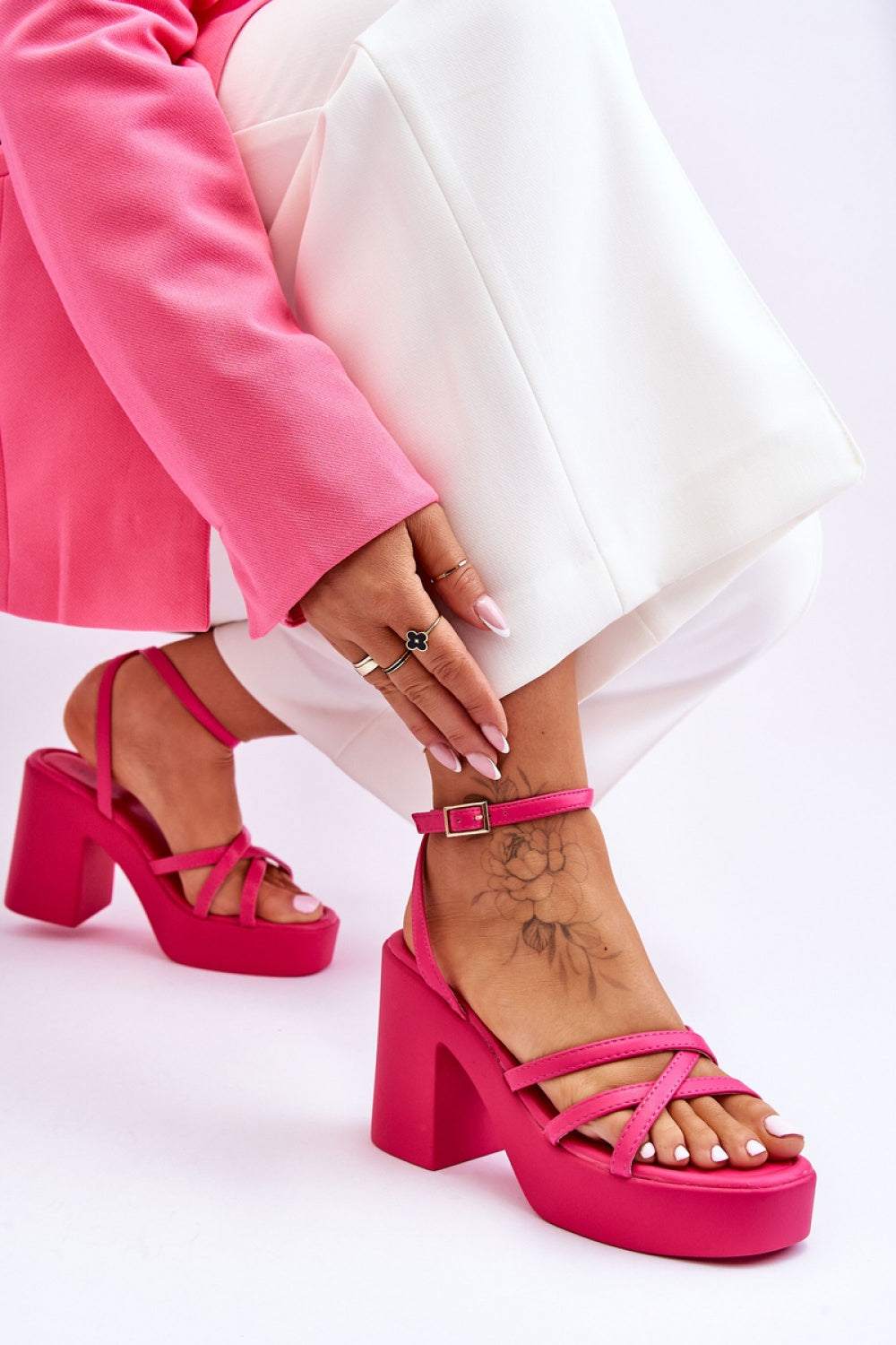 Step In Style Shemira Fuchsia Heeled Sandals - view 2