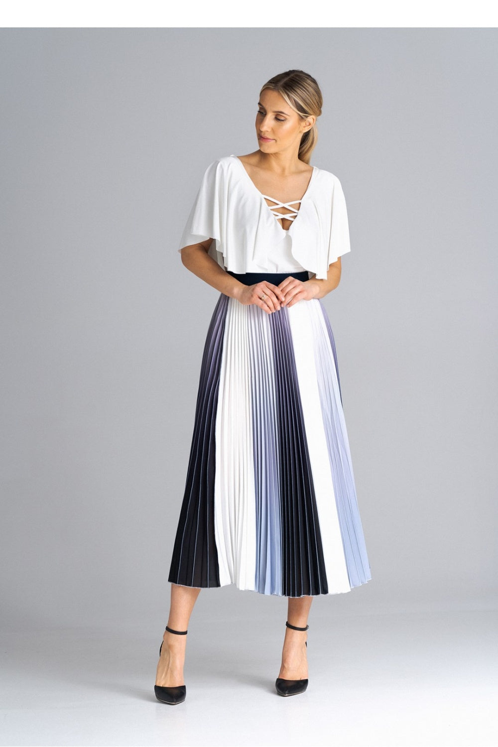 Figl Patterned Pleated Midi Skirt
