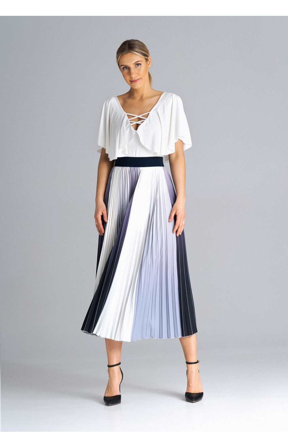 Figl Patterned Pleated Midi Skirt - view 2