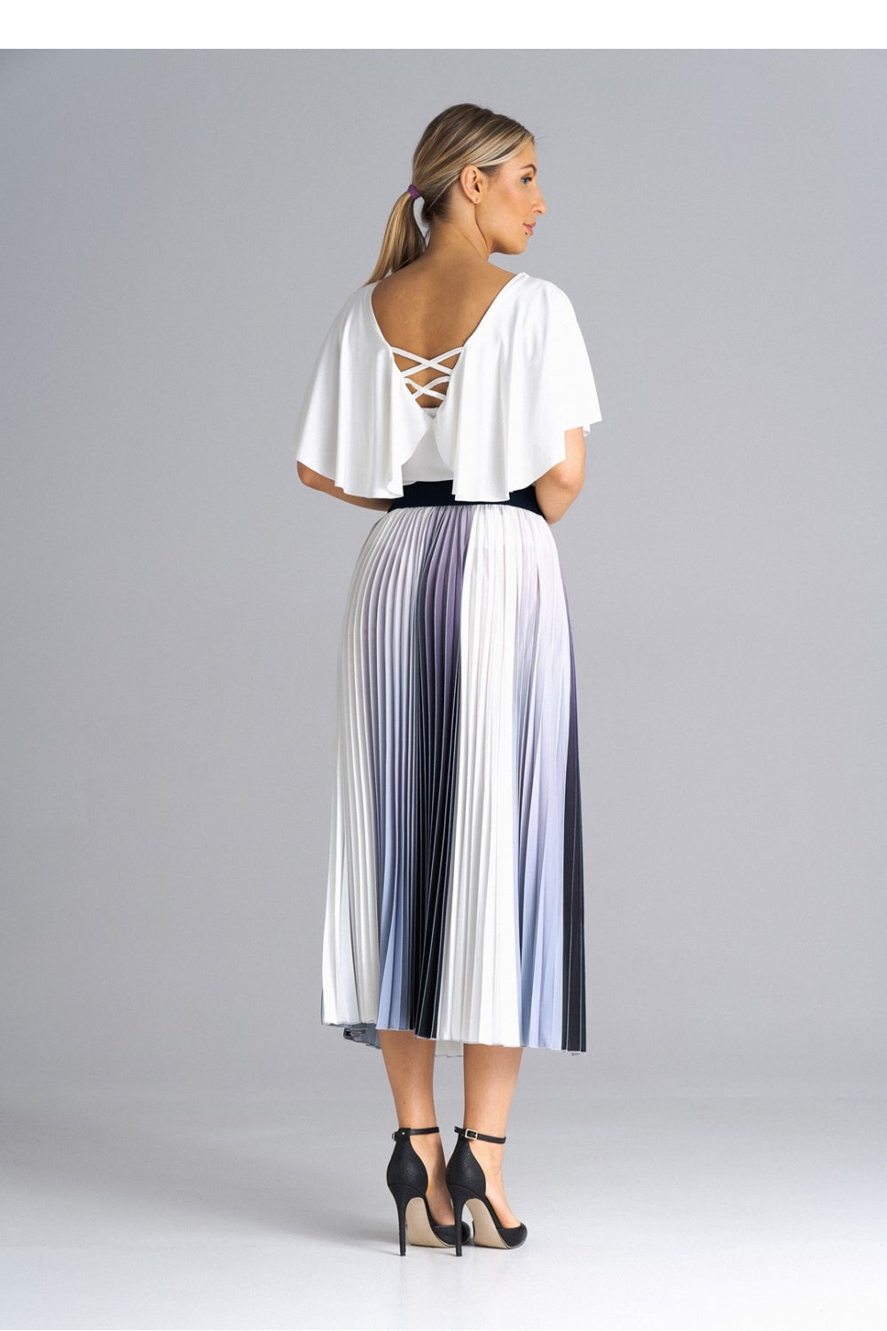 Figl Patterned Pleated Midi Skirt - view 3