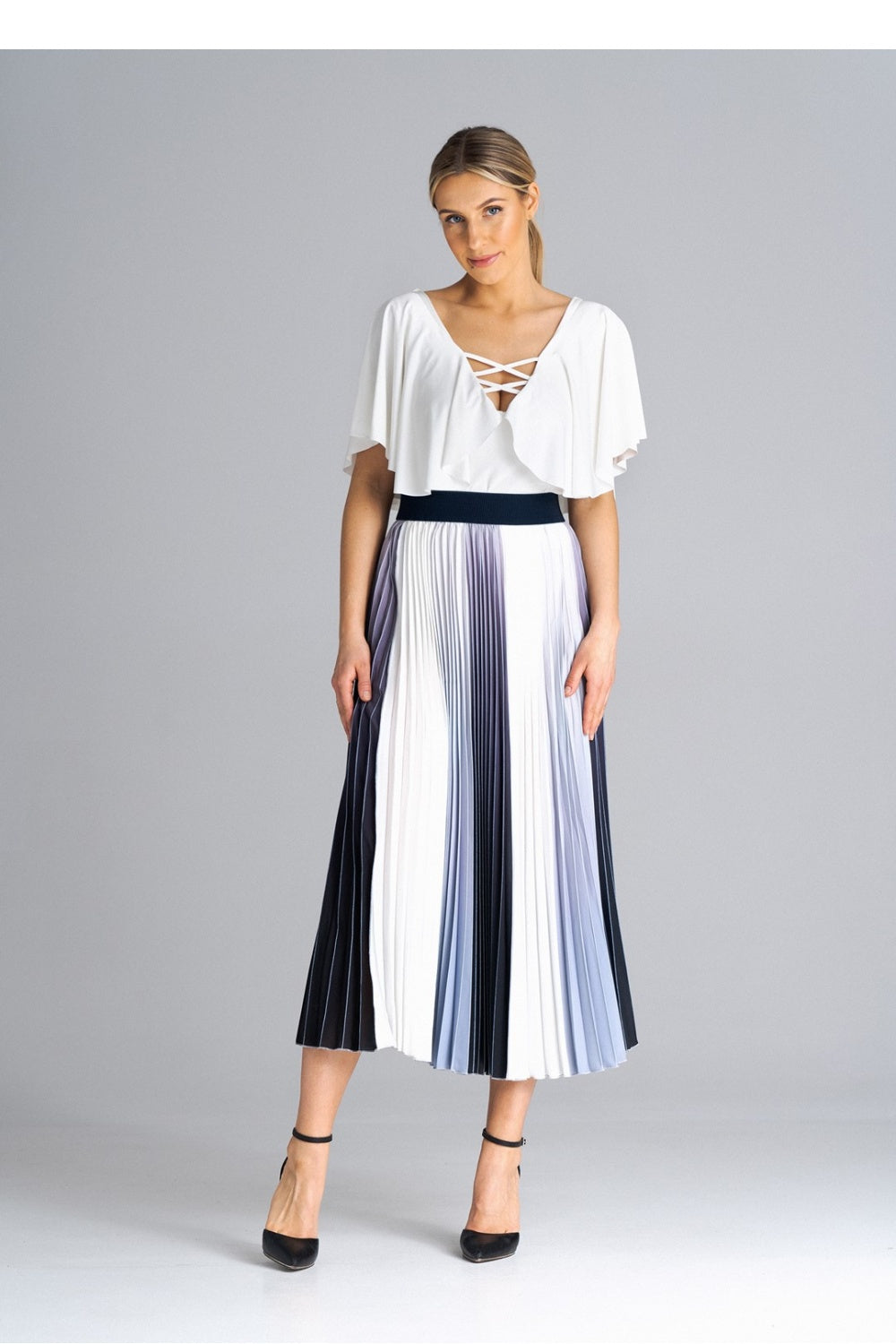 Figl Patterned Pleated Midi Skirt - view 4
