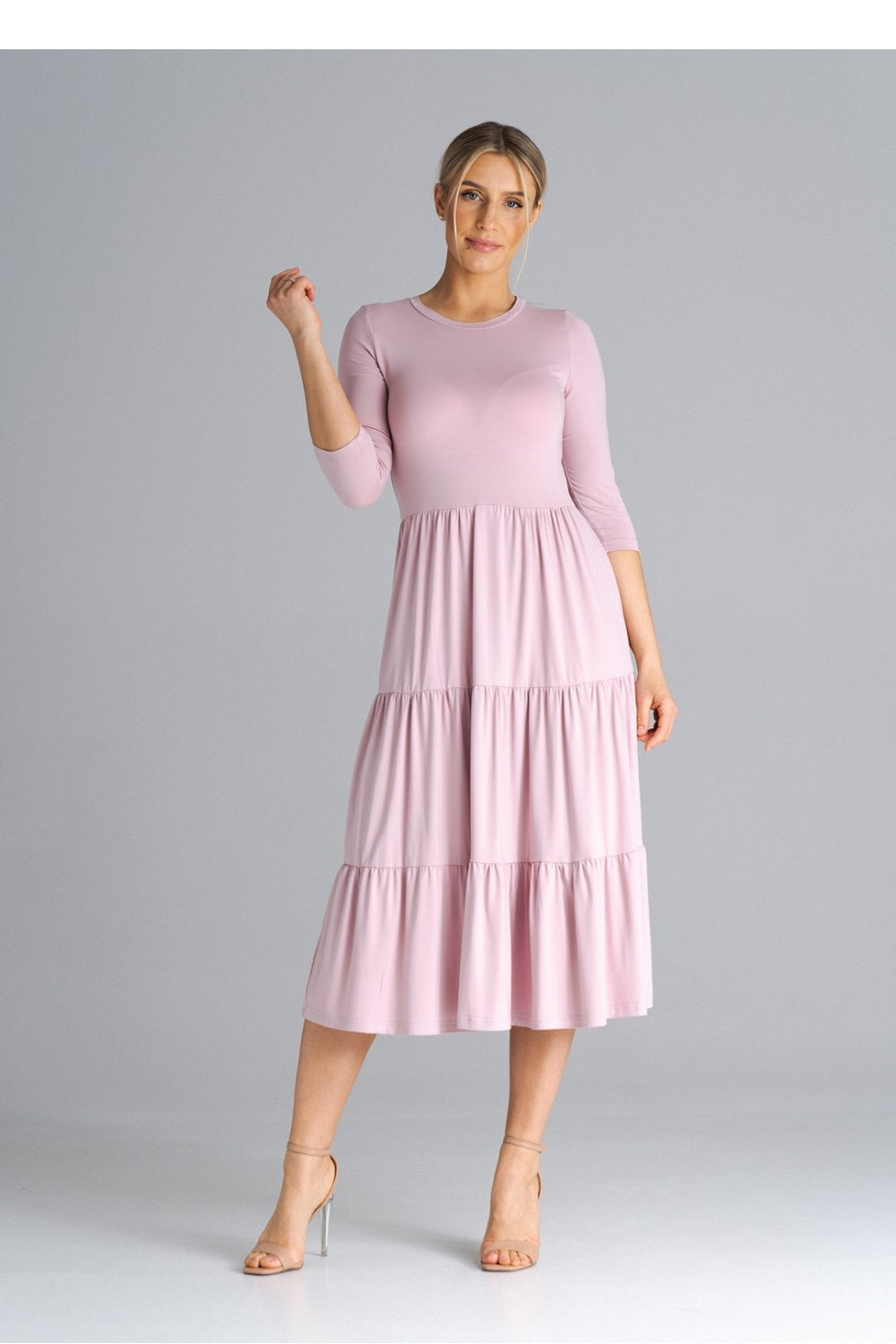 Figl Pink Polyester Midi Bodycon Dress
